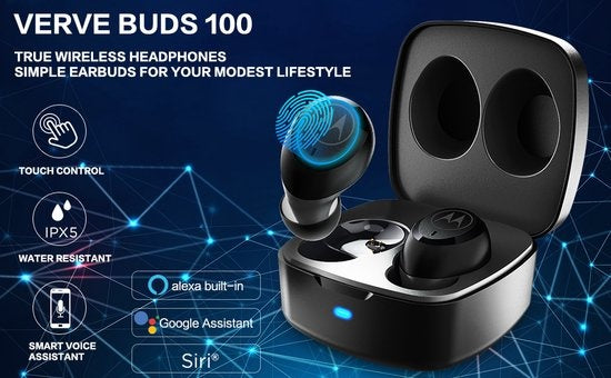 Motorola Oortjes VerveBuds 100 - Draadloos - met Microfoon - Zwart