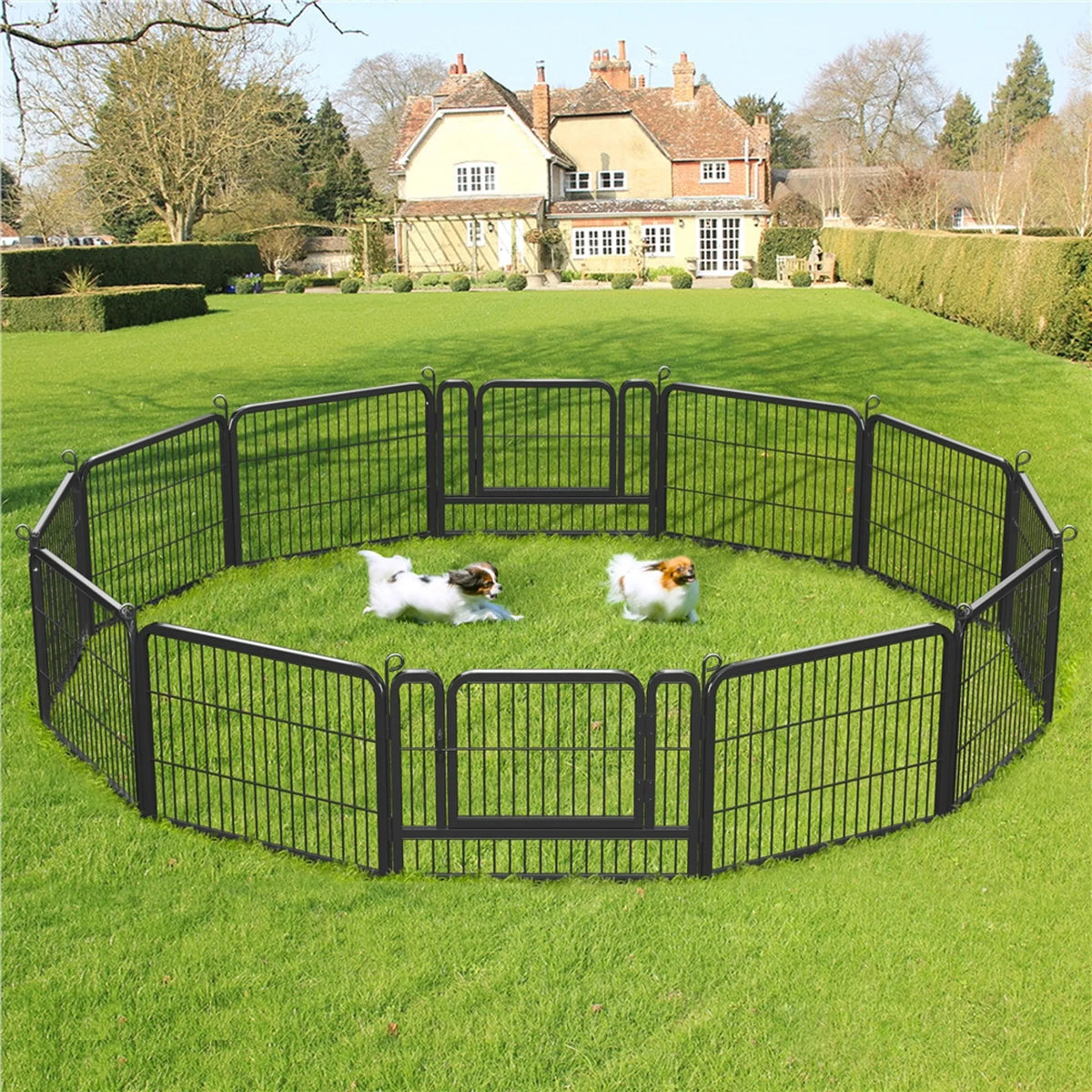 Yaheetech Enclos pour chiots à 2 portes - 12 panneaux de 80 x 60 cm - Pliable - Noir