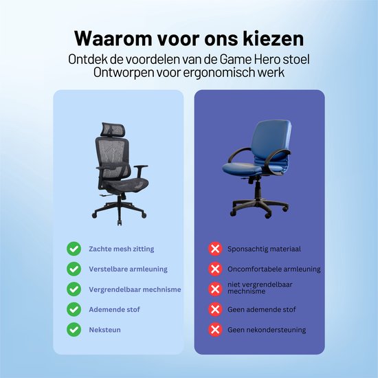 GAME HERO® Trader X1 Ergonomic Office Chair - Siège de bureau pour adultes - 130KG - Noir
