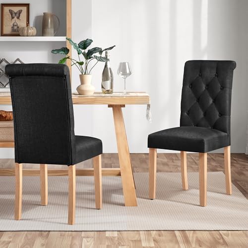 Chaises de salle à manger Yaheetech à dossier haut - lot de 2 - noir