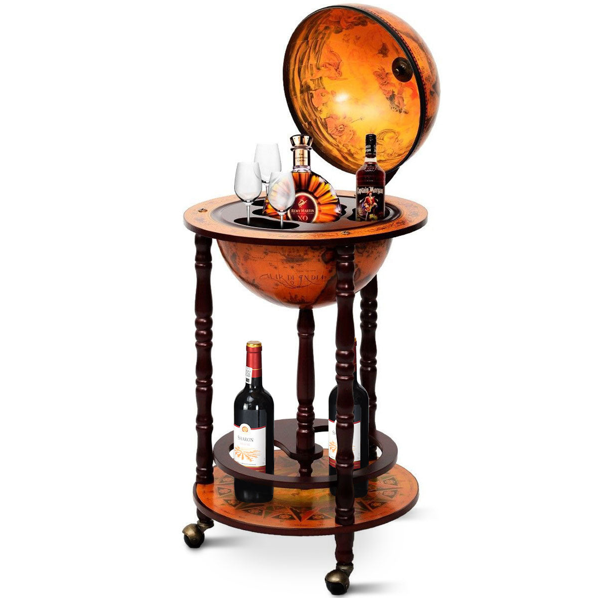 Costway - Porte-bouteilles - Globe bar - Porte-bouteilles - Globe bar - ⌀ 45 cm - Marron