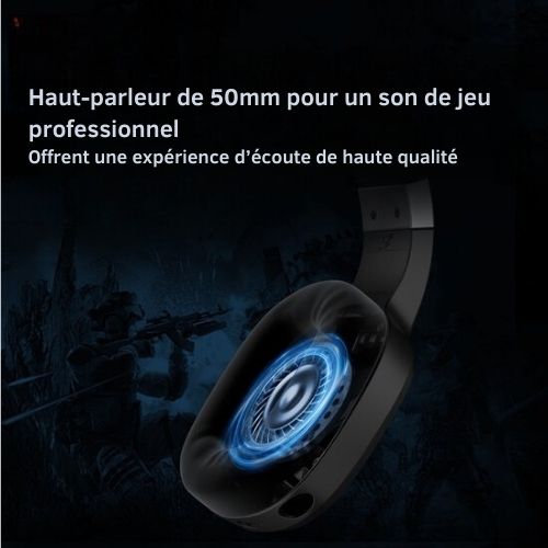 Casque de jeu sans fil 2,4 GHz TAIDU THS320Pro- Casque Bluetooth - avec microphone - Convient pour PS4/PS5, Nintendo Switch - Multiplateforme - Noir