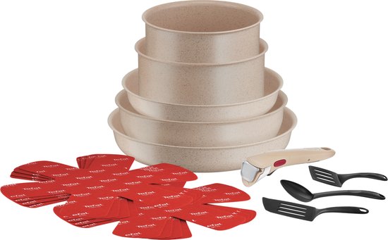Tefal Ingenio Delight ON - Batterie de cuisine - 17 pièces - Induction - Empilable - Poignée amovible - Peu encombrante