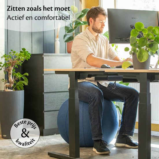 Ballon de siège Backerz 75 cm - Ballons de siège avec housse en lin - Siège de bureau ergonomique pour le bureau et la maison - Ballon de yoga haut de gamme - Gris clair