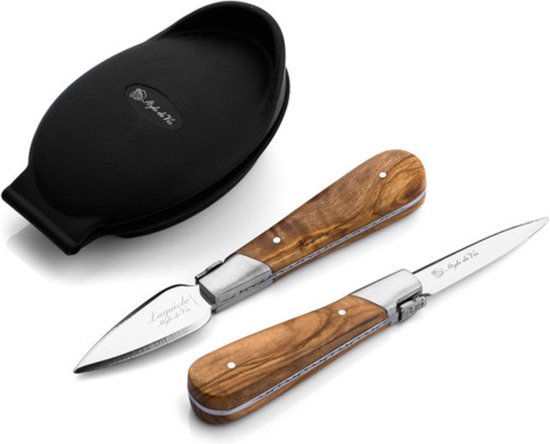 Laguiole Style de Vie - Luxury Line - Coffret cadeau couteau à huîtres 2 pièces - Bois d'olivier