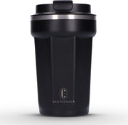 Castagnola Thermos Cup - Coffee Mug To Go - Travel Mug for Coffee and Tea - Tea Mug - 380 ML - Stainless Steel - Black - Octagon
