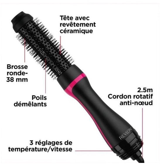 Revlon - Tools One Step Style Booster - Brosse volumatrice et brosse pour sèche-cheveux tout-en-un (2 en 1) - Diamètre : 38 mm - Revêtement en céramique