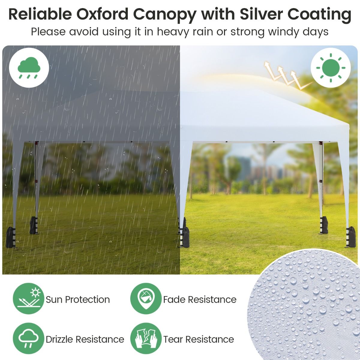 Tente de fête pop-up Coast - pavillon pliable - protection UV 50+ - blanc 3 x 6 m
