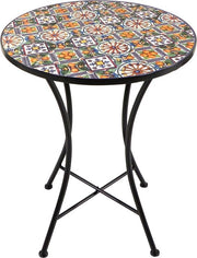 Table de bistrot AXI Amélie - Casa del Sol – Table de jardin en métal – Ronde – 60 x 60 x 75 cm - Effet mosaïque – Incrustée de carreaux en céramique – Pour le jardin, la terrasse et le balcon
