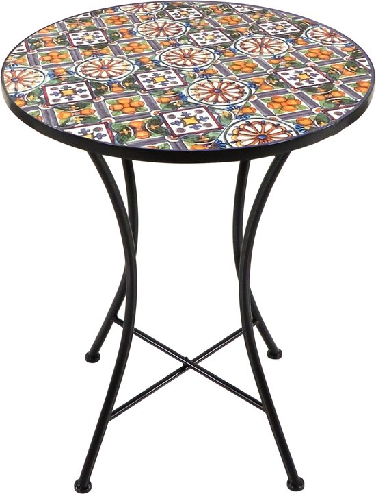 Table de bistrot AXI Amélie - Casa del Sol – Table de jardin en métal – Ronde – 60 x 60 x 75 cm - Effet mosaïque – Incrustée de carreaux en céramique – Pour le jardin, la terrasse et le balcon