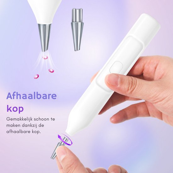Rubye® - Stylo de peinture électrique pour diamants - Avec technologie d'aspiration - Rechargeable via USB-C - Confortable à utiliser - Pour pierres rondes et carrées - Blanc
