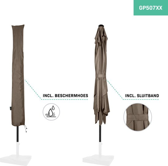 Parasol VONROC Premium Rapallo 200 x 300 cm – Parasol résistant – Inclinable – Toile anti-UV – Taupe – Housse de protection incluse