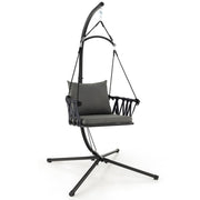 Fauteuil suspendu Coast avec support - Dossier tressé - Coussins d'assise et de dossier inclus - Gris