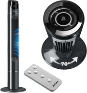 tectake® Grand ventilateur avec télécommande - 110 cm - Ventilateur oscillant à 3 vitesses - Ventilateur colonne - Ventilateur sur pied silencieux avec différents modes de ventilation + minuterie - Rafraîchisseur d'air - Noir