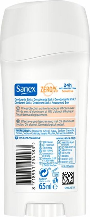 Sanex Déodorant en stick Dermo Sensitive 65 ml