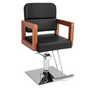 Fauteuil de coiffure hydraulique Coast - pivotant à 360° - réglable en hauteur - accoudoirs en bois massif - noir