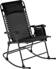Fauteuil à bascule pliable Yaheetech avec coussin - noir