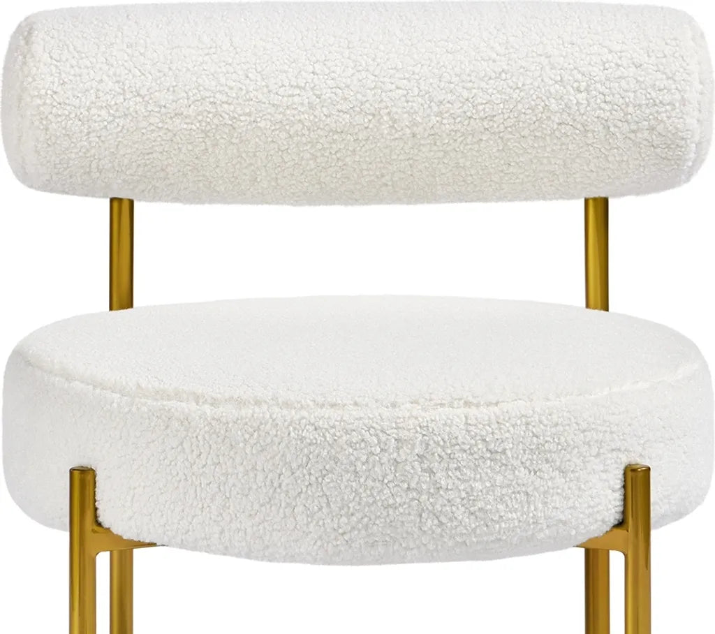 Yaheetech Lounge Chair 63 × 58 × 65 cm - White Bouclé - Chaise relaxante moderne avec assise ronde et pieds en métal