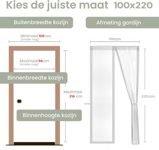 O'DADDY® Rideau de porte Deluxe FIBER - Rideau anti-moustiques magnétique - Pour portes neuves et standard - Installation facile - Moustiquaire de porte blanche - 100x220 cm