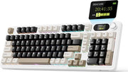 ATTACK SHARK X98 - Clavier gaming mécanique sans fil - Écran TFT - Molette multifonction - Touches en PBT - Tri-mode : filaire/2,4 GHz/Bluetooth - Modèle « Gasket » - 98 touches - Cheese White