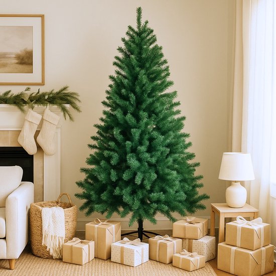 Arbre de Noël artificiel Arti Casa 210 cm - Sapin de Noël avec support - Arbre de Noël en plastique - Décoration de Noël d'intérieur - Vert
