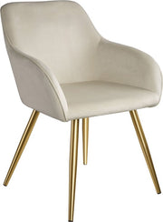 tectake® - Chaise Marilyn aspect velours - crème/doré - 404623