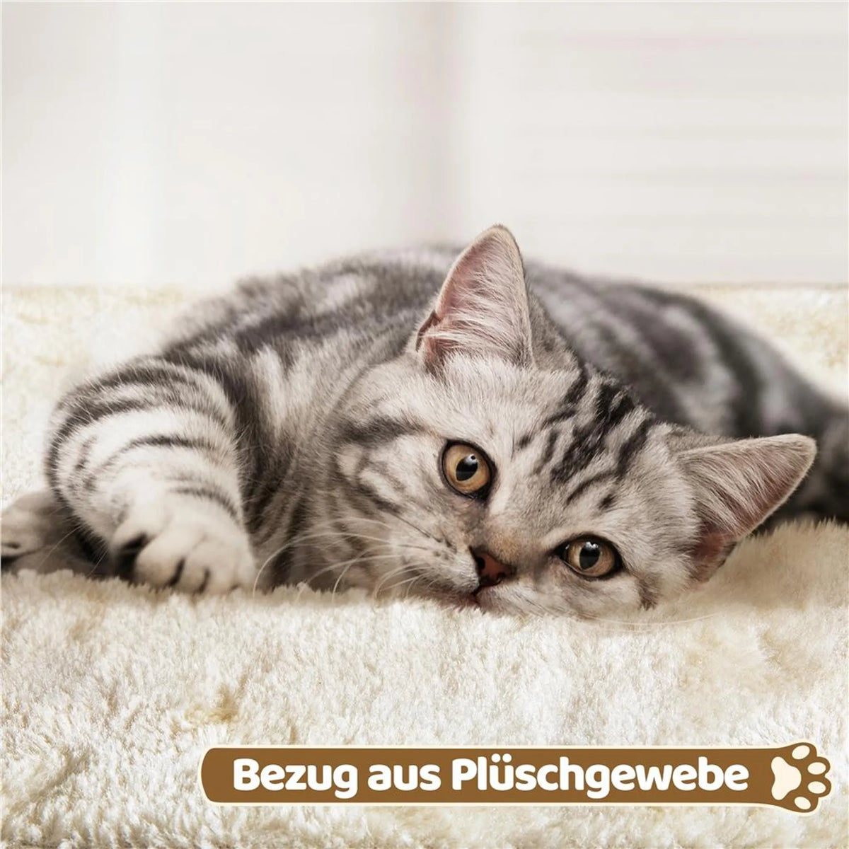 Yaheetech Cat Pole With Cat Burrow - équipé de griffoirs en sisal, d'un hamac et d'une aire de repos douce - pour chatons et petits chats - panneau de particules et peluche beige - 40,5 x 40,5 x 59 cm