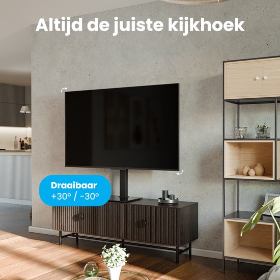 Auronic TV Stand - Pied TV - Rotatif - Réglable - Convient aux écrans incurvés - Jusqu'à 85 pouces - Noir