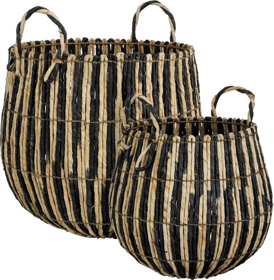 Mica Decorations Ronda Basket - Lot de 2 - H40 x Ø44 cm - Noir