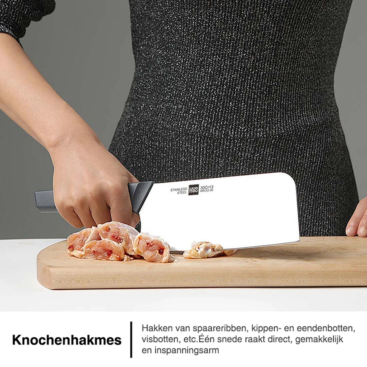 Ensemble de couteaux de cuisine HuoHou avec bloc en bois - 6 pièces - acier inoxydable