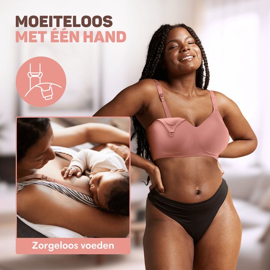 Vulpes Goods® BabyCare - Soutien-gorge d'allaitement sans armature - Soutien-gorge de maternité - Soutien-gorge d'allaitement sans couture - Soutien-gorge de nuit - bretelle réglable - tissu ultra doux - rembourrage amovible - devant avec rabat - pratique