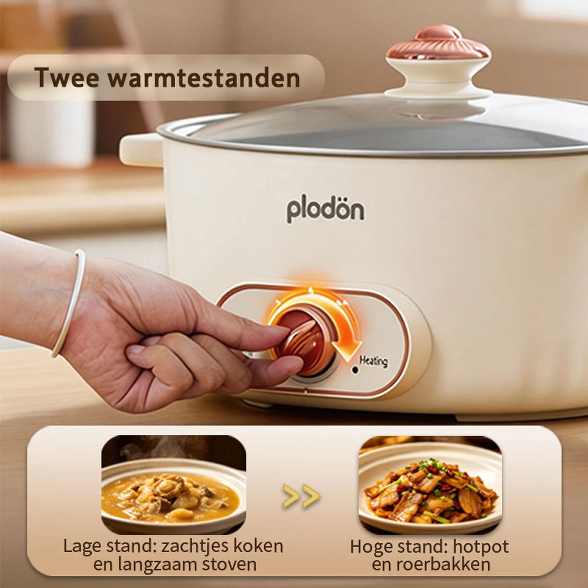 Marmite électrique Plodon 7 litres – Marmite multifonctionnelle avec revêtement antiadhésif – 1 600 W – Ø 30,5 x 8,5 cm – RHG-70XVv