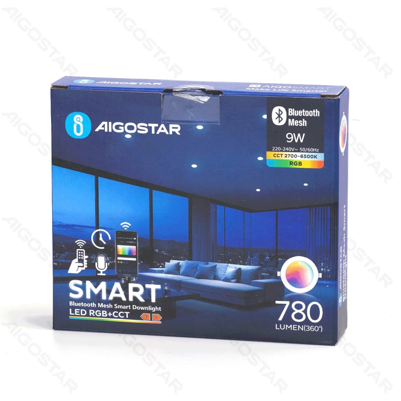 Spot encastré intelligent Aigostar Bluetooth MESH 9 W RGB+CCT
