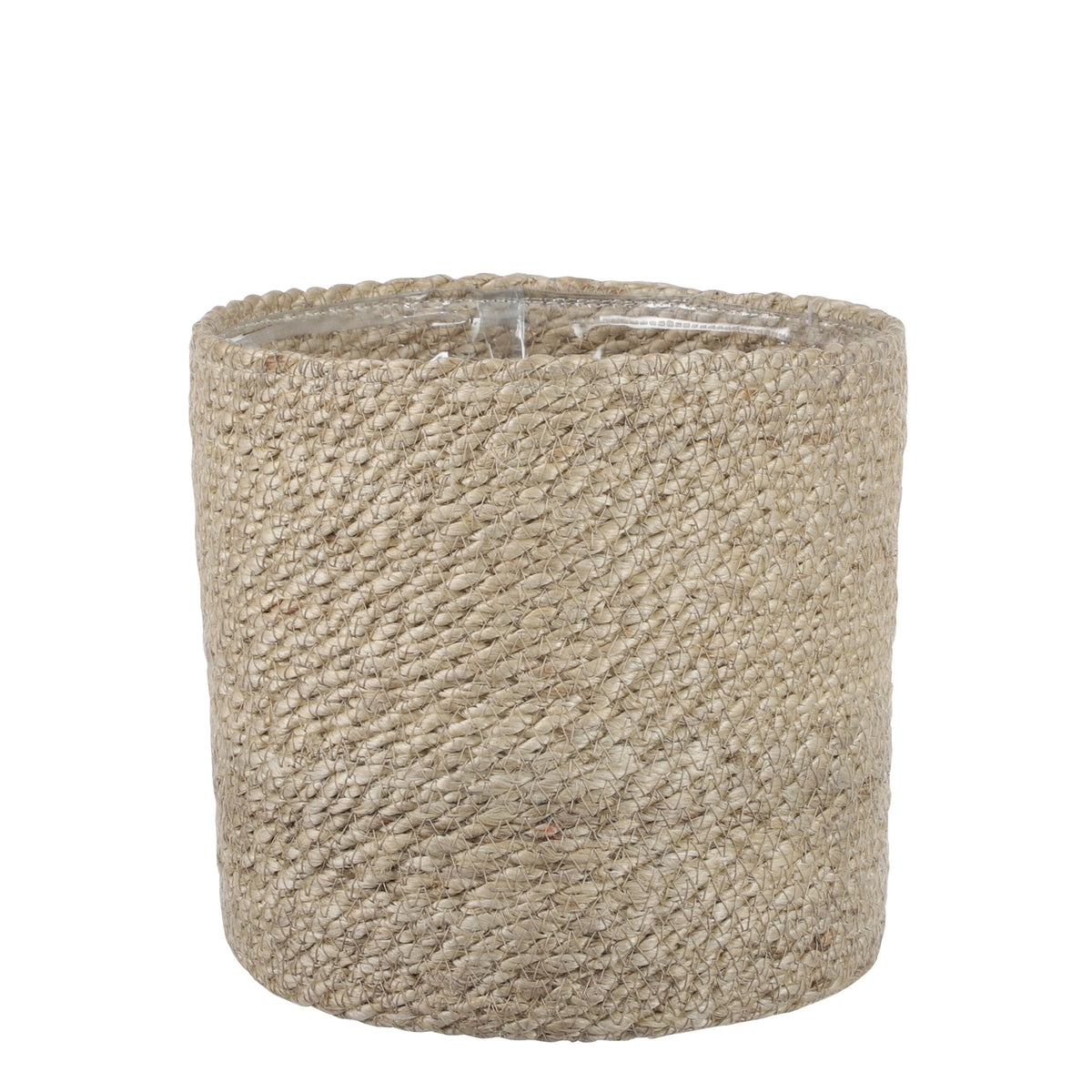 Mica Decorations Atlantic Plant Basket - H 20 x Ø 20 cm - Fait main en jute - Crème - Avec doublure en plastique
