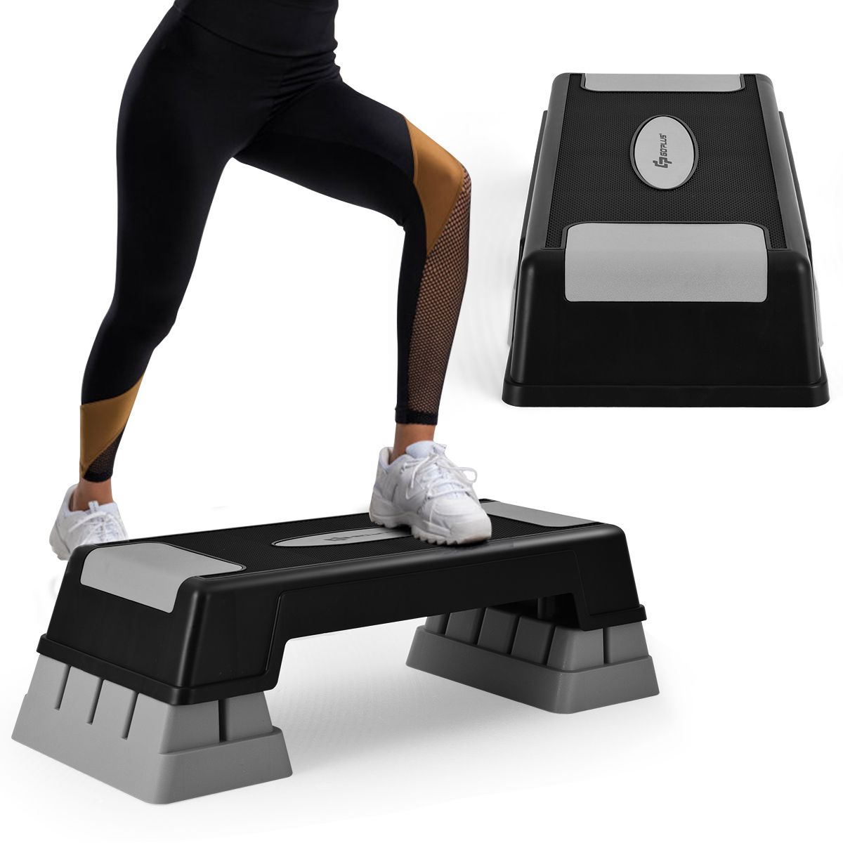 Coast Aerobic Stepper - Hauteur réglable - 75.5 cm - avec embouts antidérapants - Gris/Noir