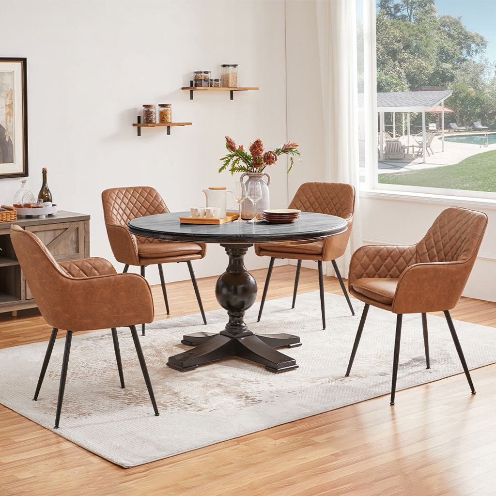 Chaises de salle à manger Yaheetech avec accoudoirs - lot de 2 - marron