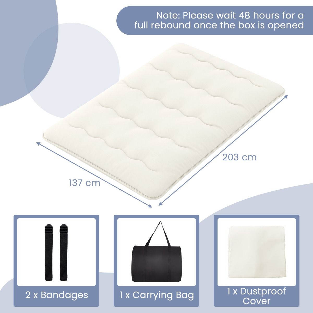 Matelas futon Coast - Tapis de sol et matelas pliable - Housse lavable - Beige/Bleu/Ours brun