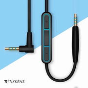 TIKKENS® Câble audio - Prise 2,5 mm vers prise 3,5 mm - Noir - 1,35 m - Aux - Microphone - Convient pour Bose Quietcomfort 25/35, Apple - Casque supra-auriculaire - Câble d'extension