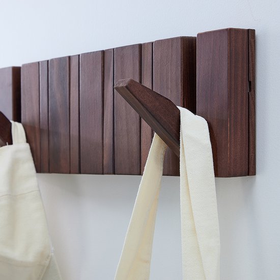 Urban State Porte-manteau Piano - bois foncé - porte-manteau mural - 6 crochets - porte-manteau suspendu - finition noyer