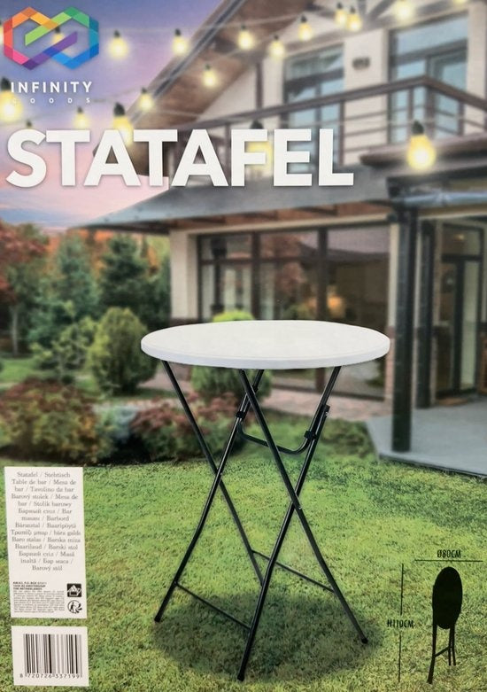 Infinity Goods 2 Sturdy Tables - Table de fête - Robuste et résistante aux intempéries - Pliable - 80cm x 110cm - Fête - Blanc/Gris