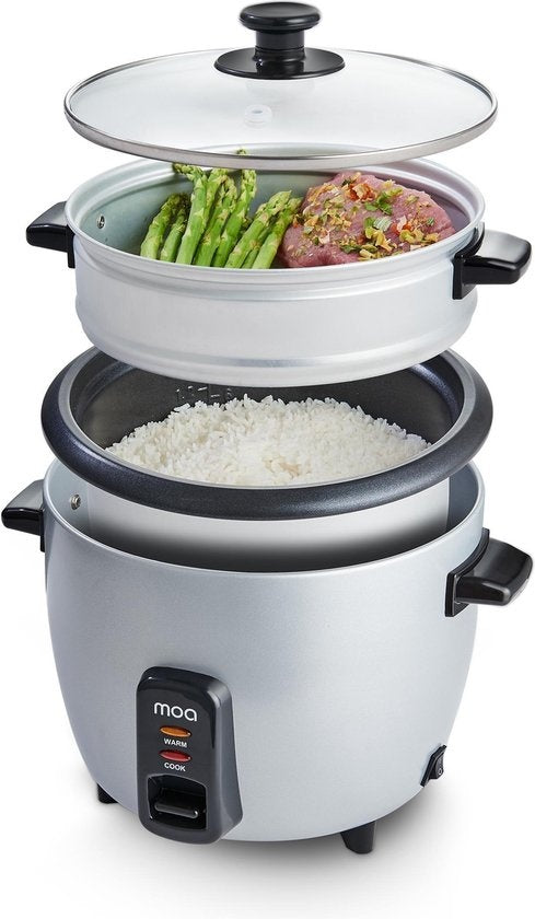 MOA Cuiseur de riz avec cuiseur vapeur 1.5 litres - acier inoxydable - RC18S