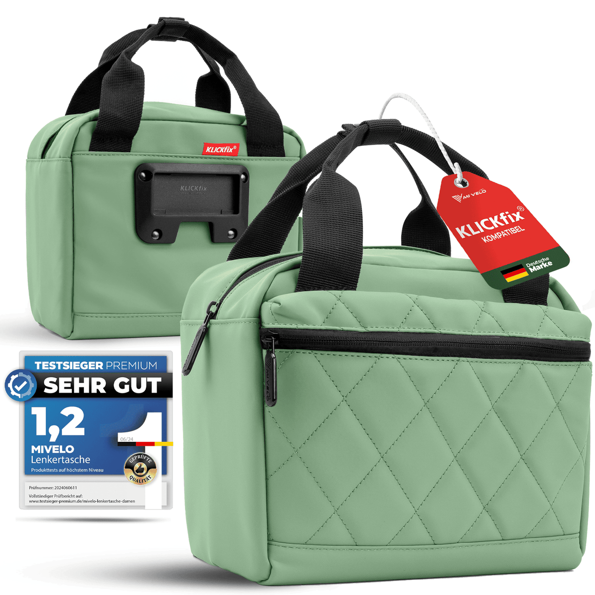 MIVELO Sacoche pour guidon de vélo - Déperlante - 7 litres - Menthe