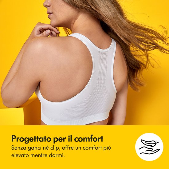 Soutien-gorge de nuit Medela Keep Cool Sleep - Soutien-gorge de nuit sans coutures - Soutien-gorge de grossesse - Soutien-gorge d'allaitement avec 2 zones respirantes - Tissu Soft Touch - Blanc - XL