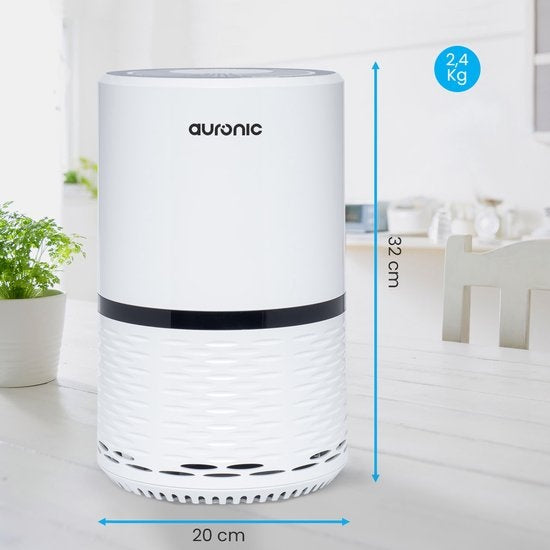 Auronic Air Purifier - Purificateur d'air avec filtre HEPA - Elimine 99.97% - 25W - 3 étapes - Blanc