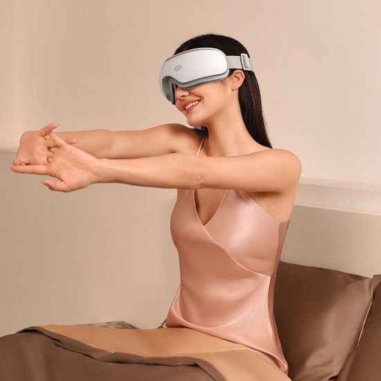 SKG – Appareil de massage des yeux sans fil – 5 modes de compression + chaleur et Bluetooth – ES300 – Blanc