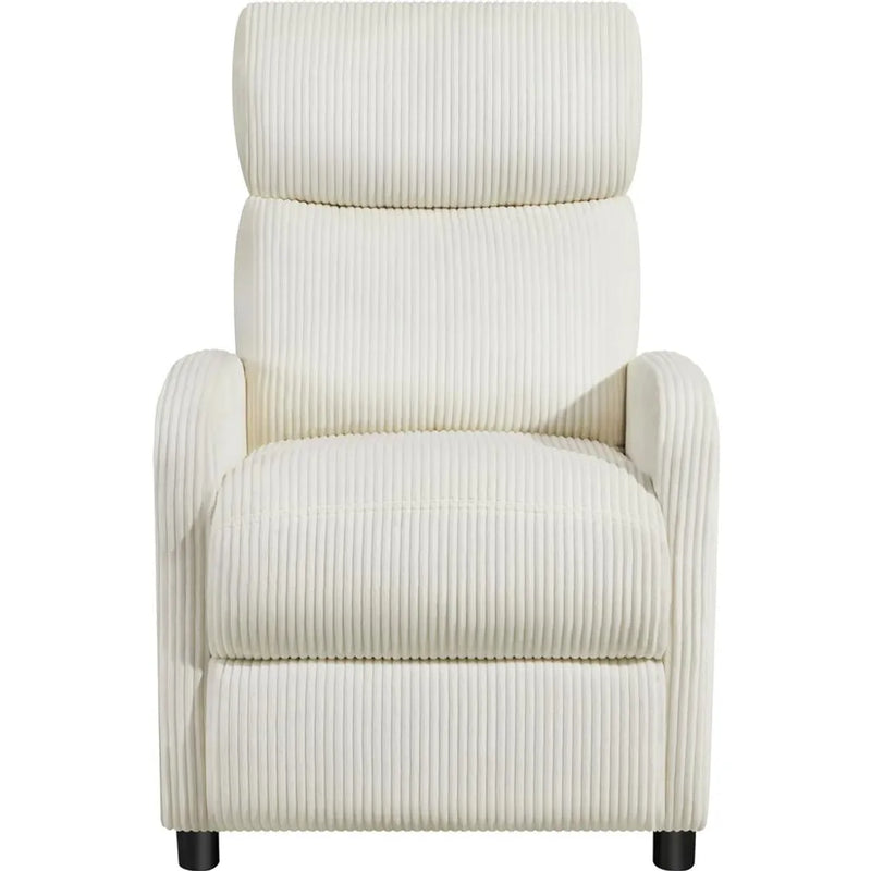 Fauteuil de détente Yaheetech en tissu cordé avec repose-pieds réglable - Beige - 61,5 x 87 x 99 cm - Poids max. : 120 kg