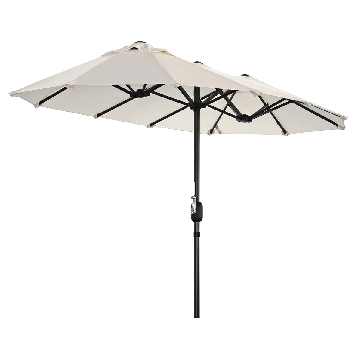 Angel Living 297 × 153 cm, parasol de jardin double, beige – UPF 50+, forme ovale, manivelle