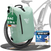 Sacoche étanche 3 en 1 - MIVELO  - avec compartiment pour ordinateur portable - sans PVC - 20L - vert menthe