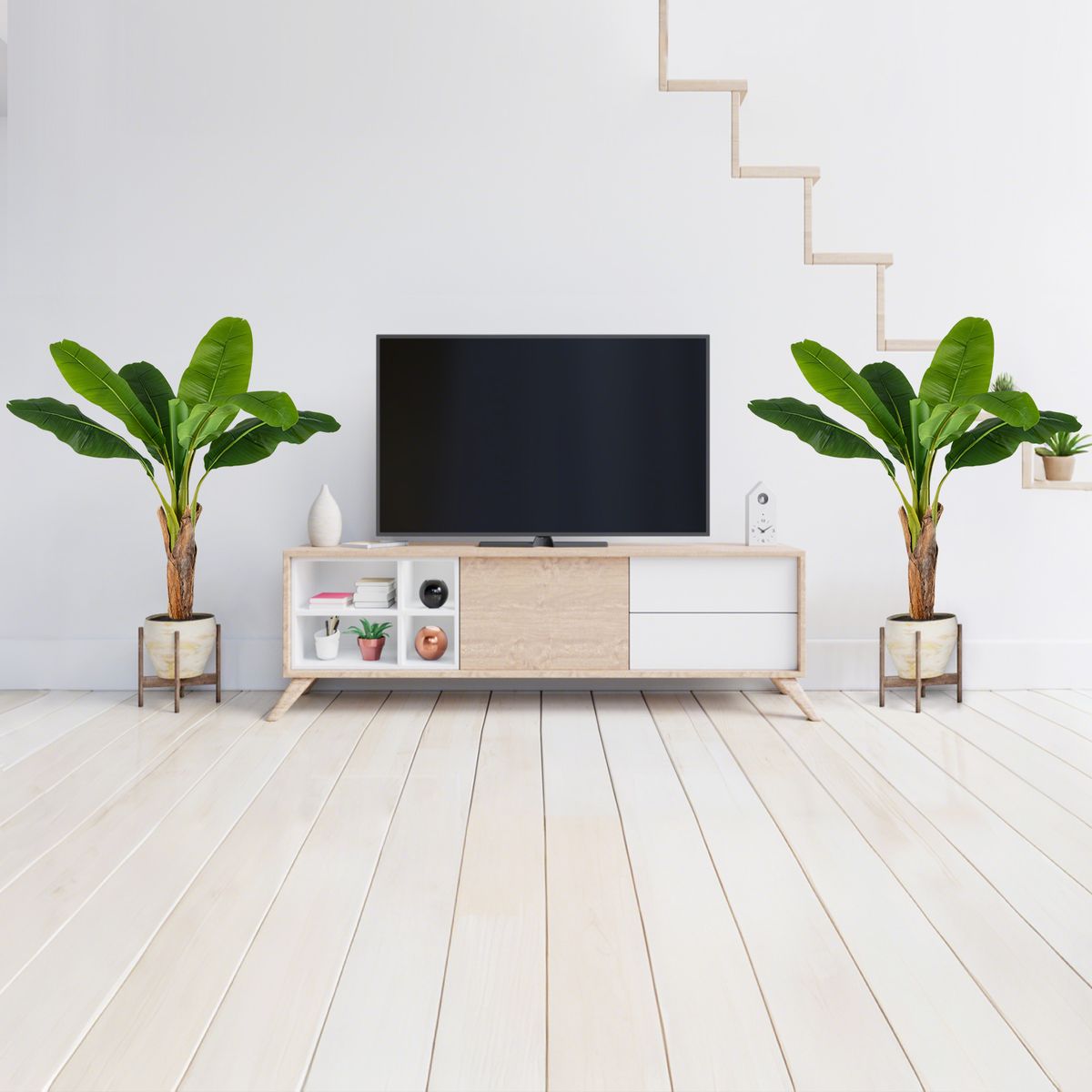 Lot de plantes artificielles Coast - Palmier tropical et anthurium - 2 pièces - 107 cm - Vert