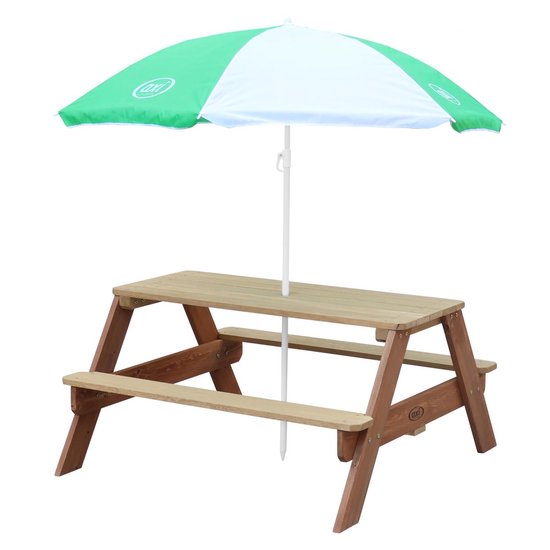 Parasol AXI vert/blanc - Parasol pour enfants de 125 cm  - Compatible avec les tables de pique-nique, les tables à eau et les bacs à sable AXI